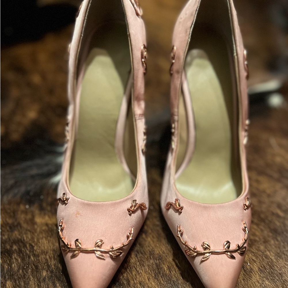 YUE JABON Elegant Pink Embellished Women's Heels